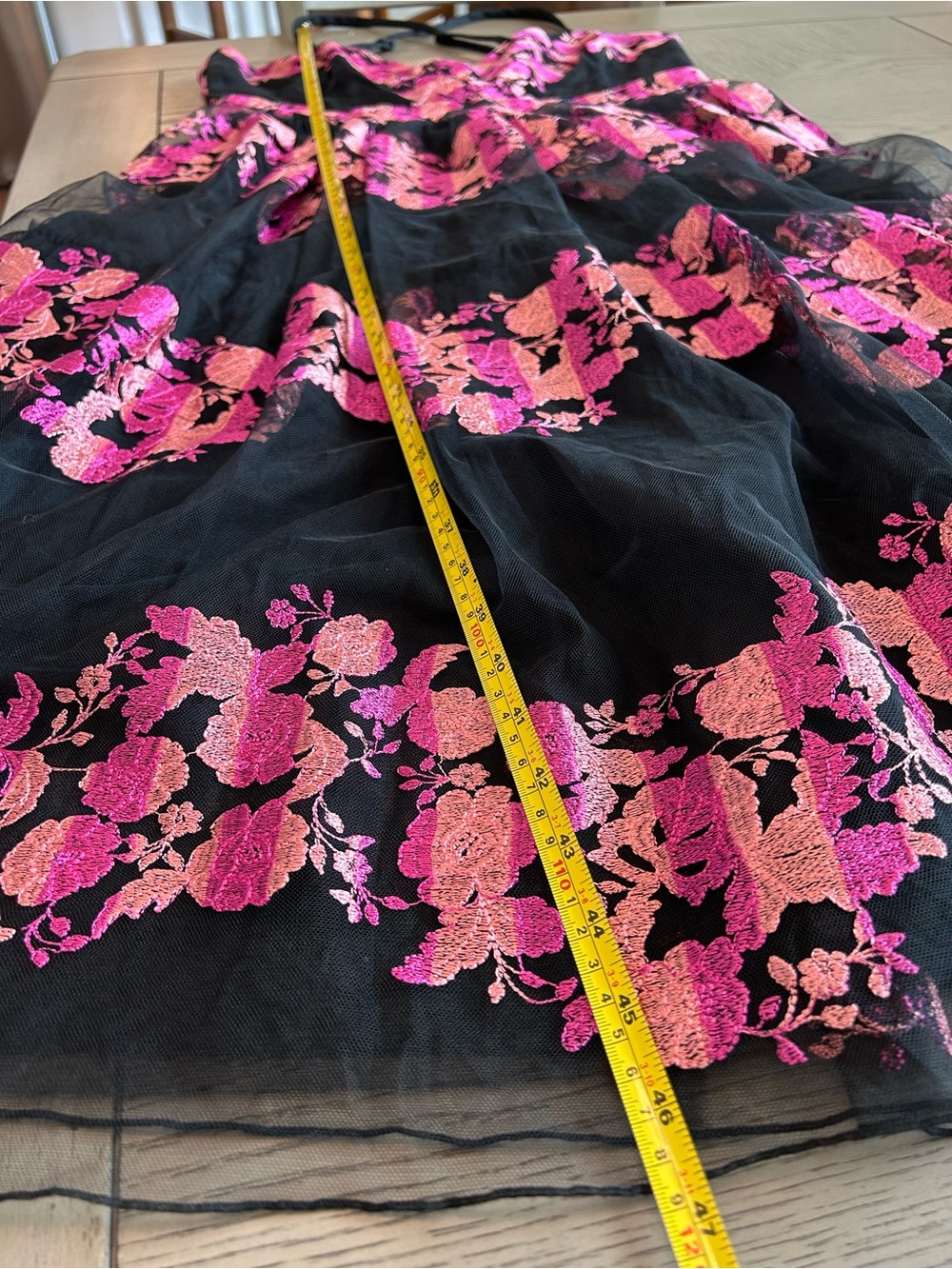 Christian Siriano Midi Dress with Pink Floral Embroidery on Black Tulle - Picture 11 of 11